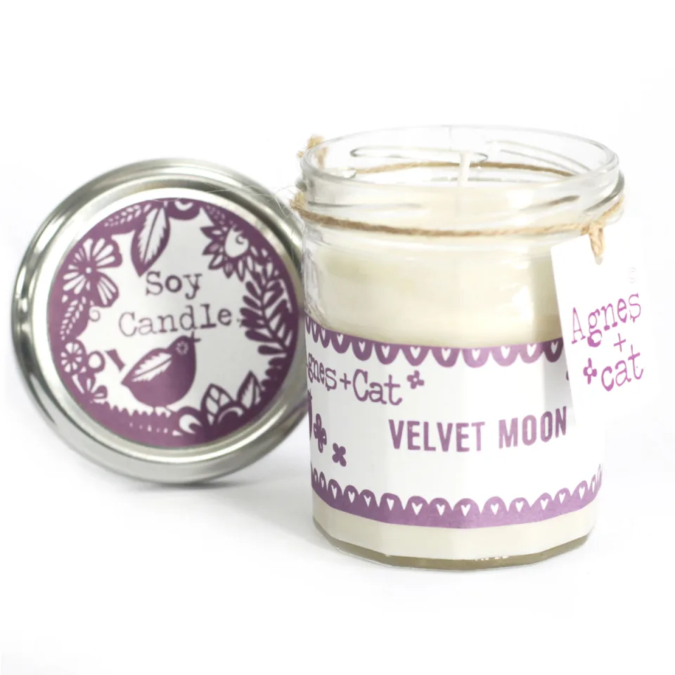 Bougies parfumées en pot, cire de soja (220 ml) : Lune de velours