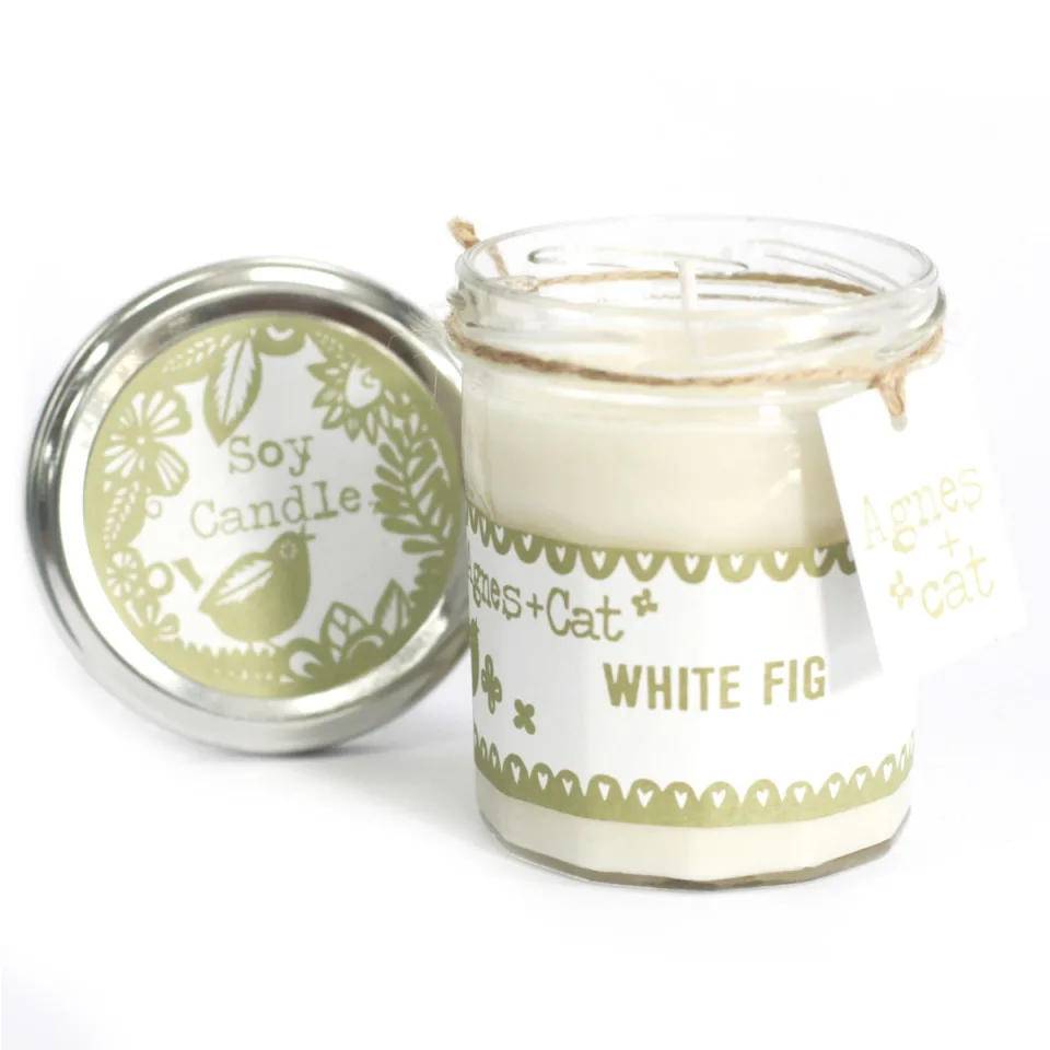 Bougies parfumées en pot, cire de soja (220 ml) : Figue blanche