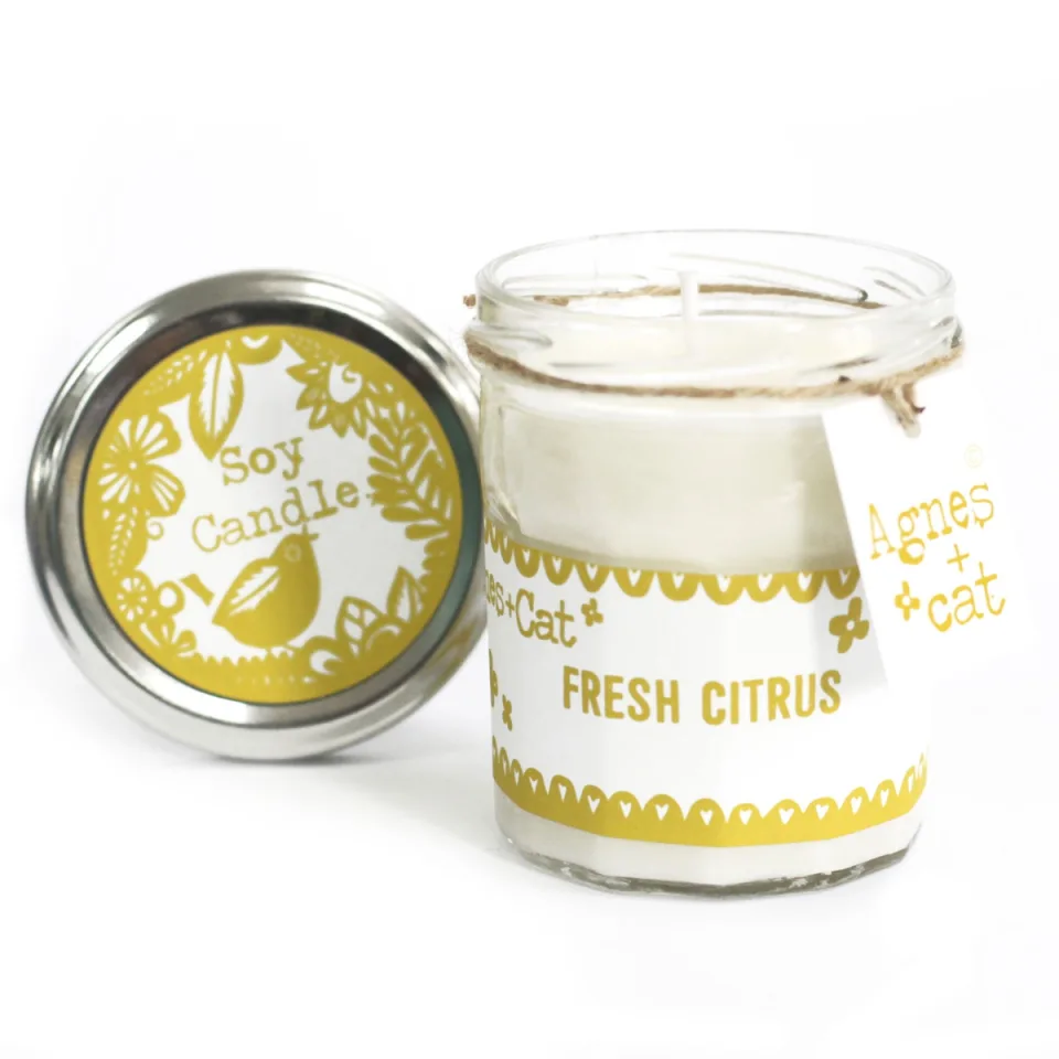 Bougies parfumées en pot, cire de soja (220 ml) : Agrumes