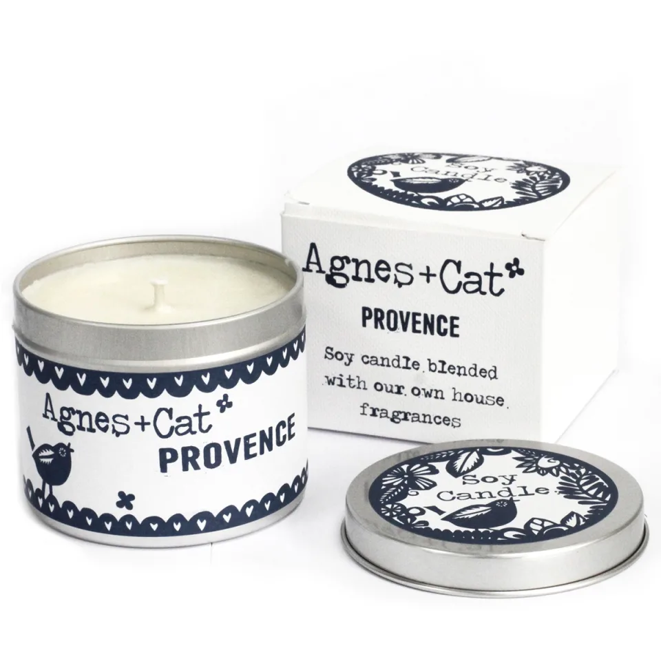 Bougies en boîte métal, cire de soja (200 ml) : Provence