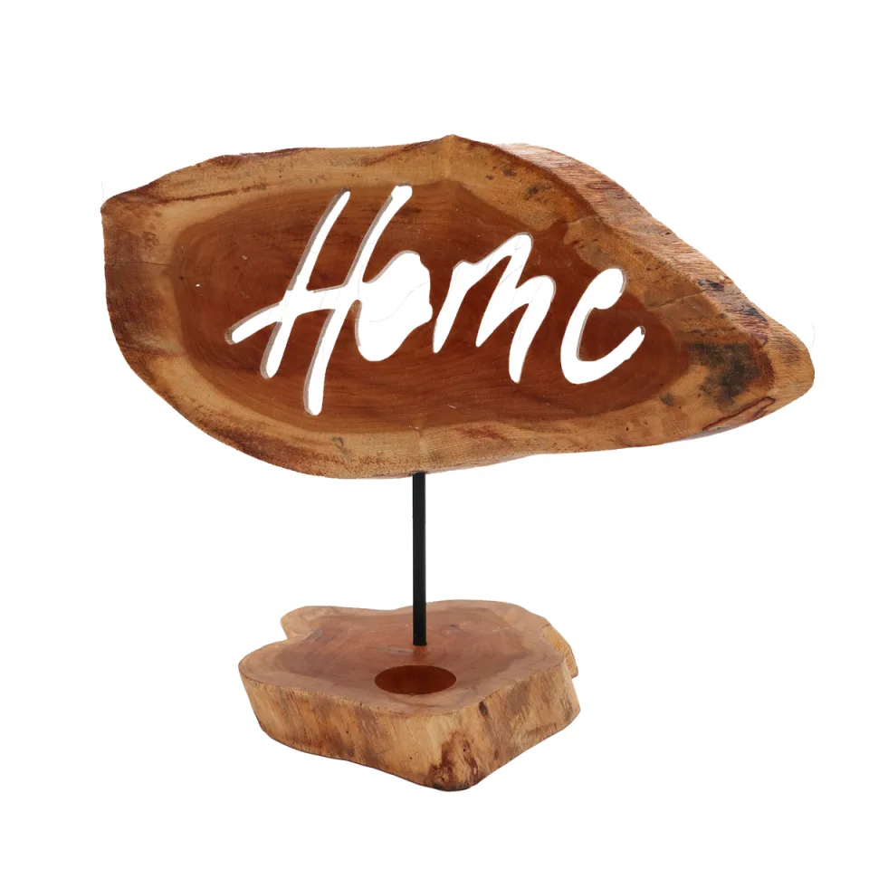 Porte-bougies en bois sculpté « mot » : Maison