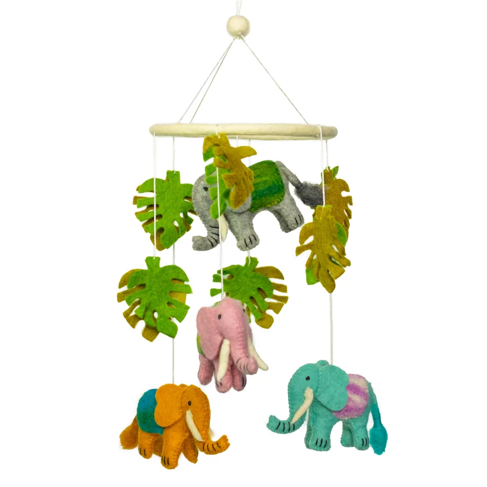 Mobile en feutre fait main, Éléphant : Modèle unique