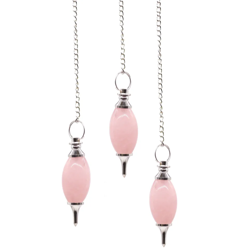 Pendule magique en pierre, Forme allongée : quartz rose