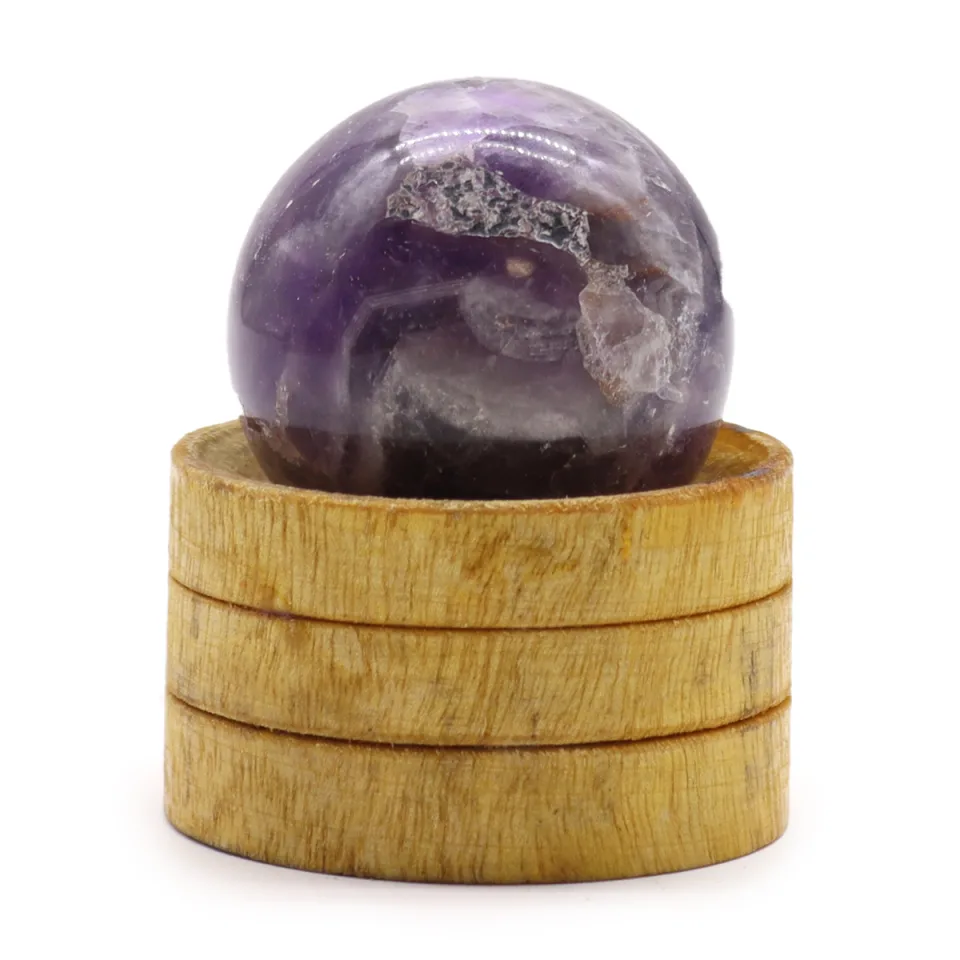 Sphère en pierre naturelle sur socle : 40 mm, améthyste d'Afrique