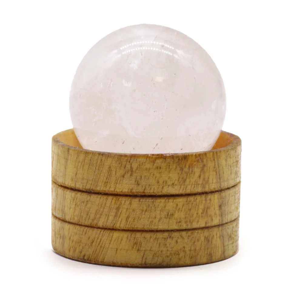 Sphère en pierre naturelle sur socle : 40 mm, cristal de roche