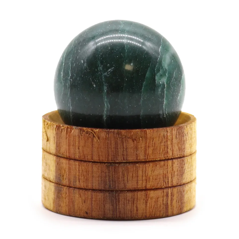 Sphère en pierre naturelle sur socle : 40 mm, jade d'Inde