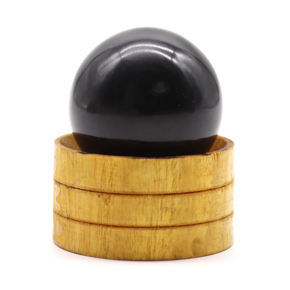 Sphère en pierre naturelle sur socle : 40 mm, tourmaline