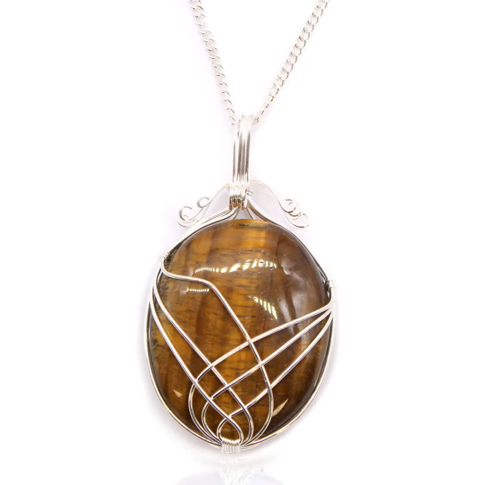 Collier spirale enroulée : œil de tigre