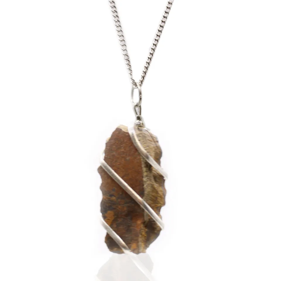 Collier cascade enveloppée : œil de tigre brut