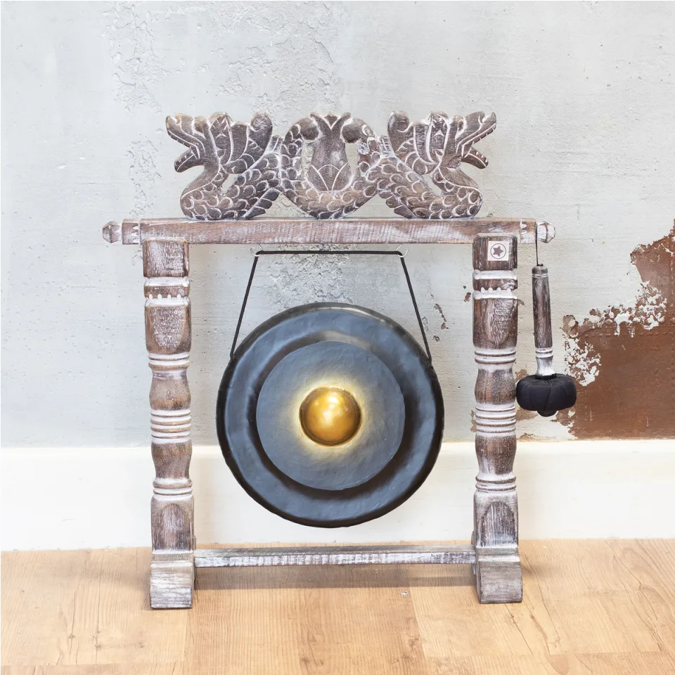 Petit gong sur support, 25 cm : noir