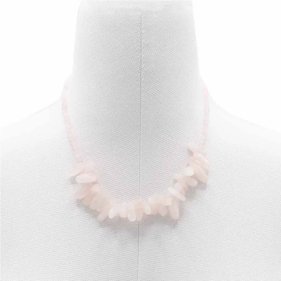 Colliers de pierres longues : Quartz rose