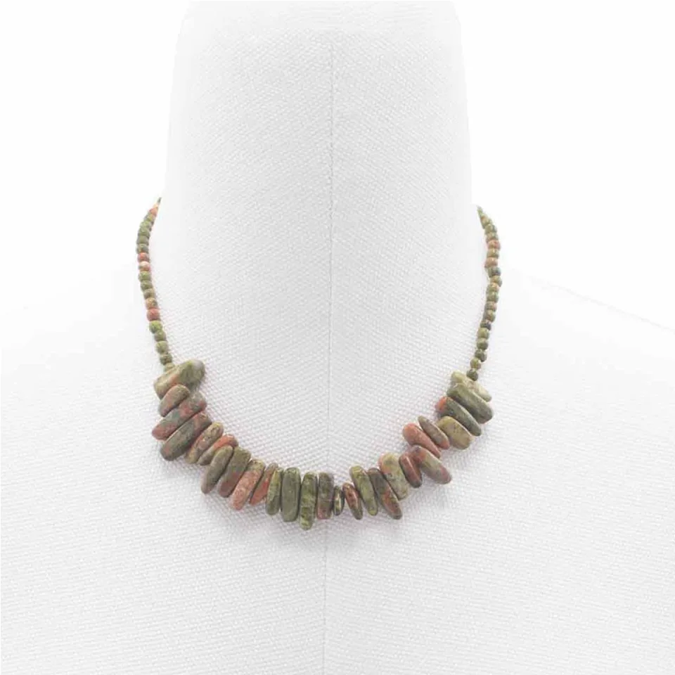 Colliers de pierres longues : Agate mousse