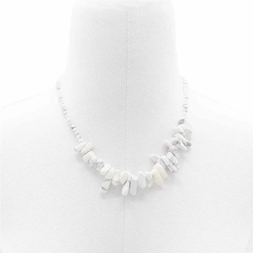 Colliers de pierres longues : Jaspe blanc
