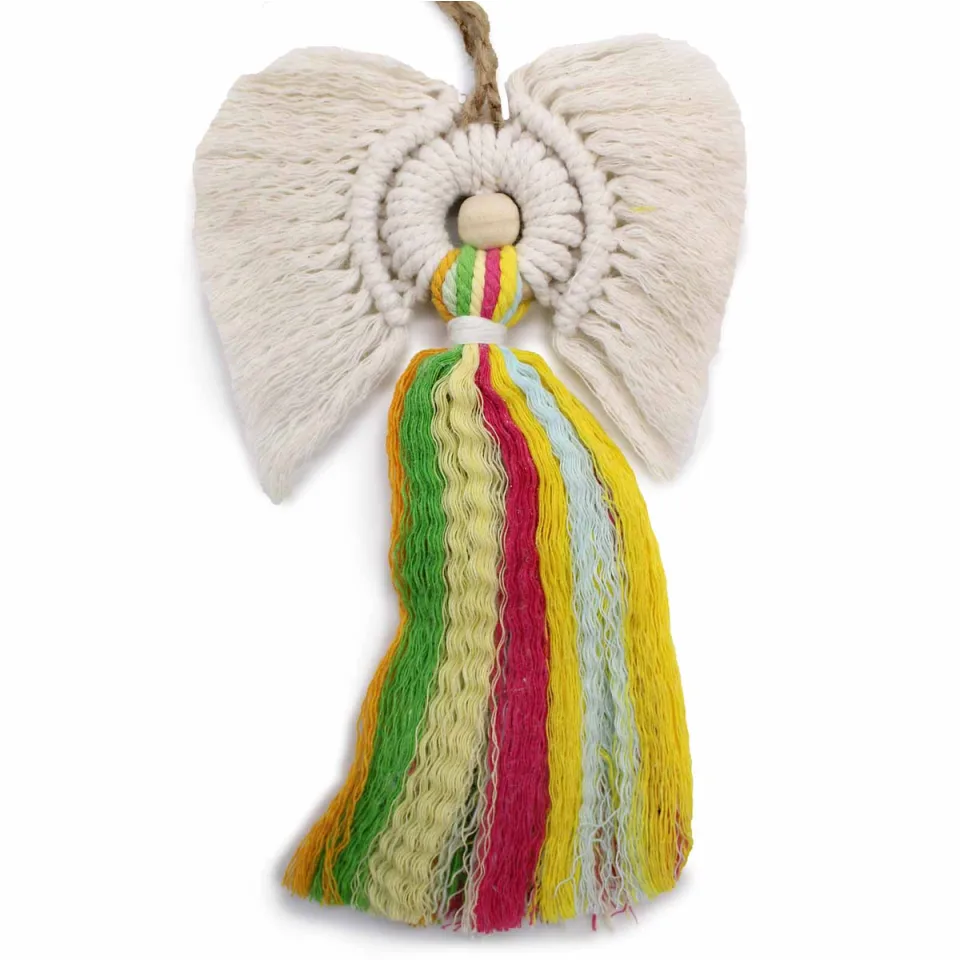 Anges en macramé, coffret cadeau Hati-Hati : Arc-en-ciel