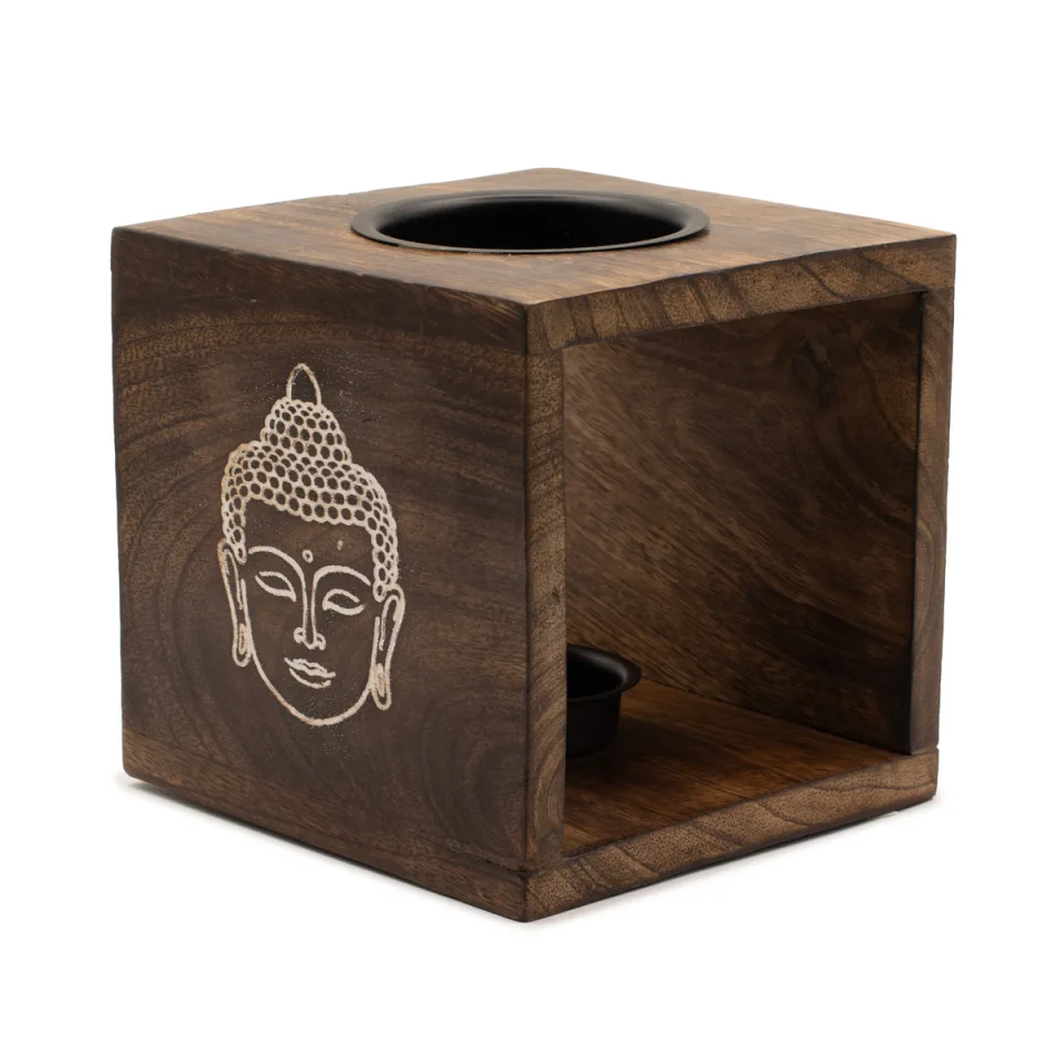Brûle-parfum carré : visage de Bouddha