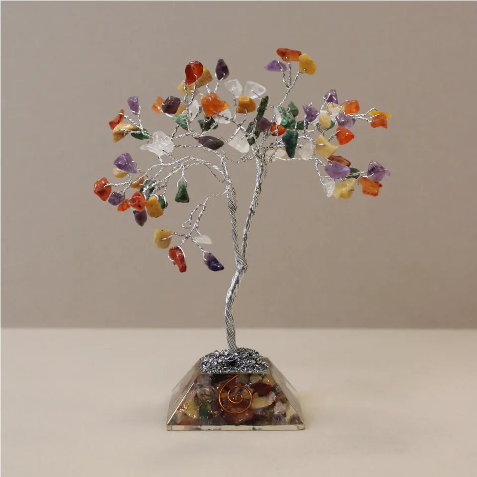 Arbres de pierres sur socle orgonite : 80 pierres, mélange
