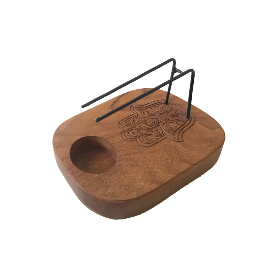 Chauffe-palo santo en teck : hamsa