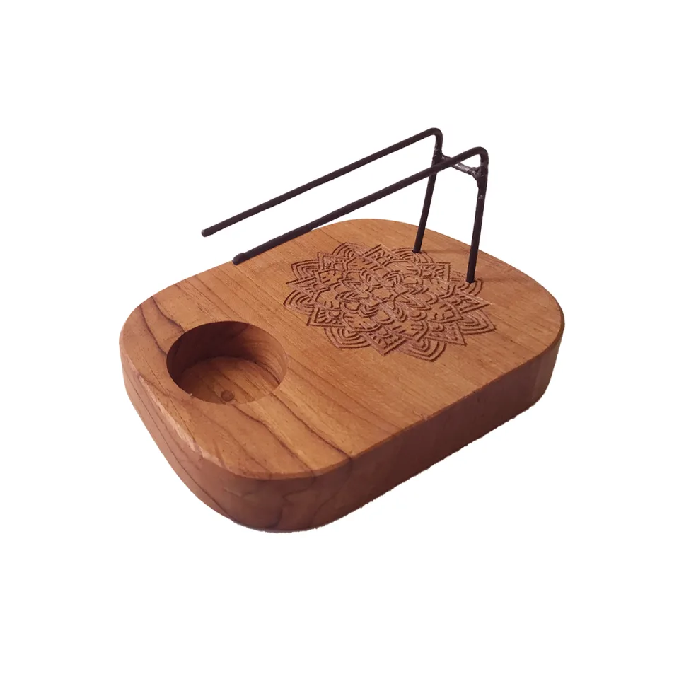 Chauffe-palo santo en teck : mandala