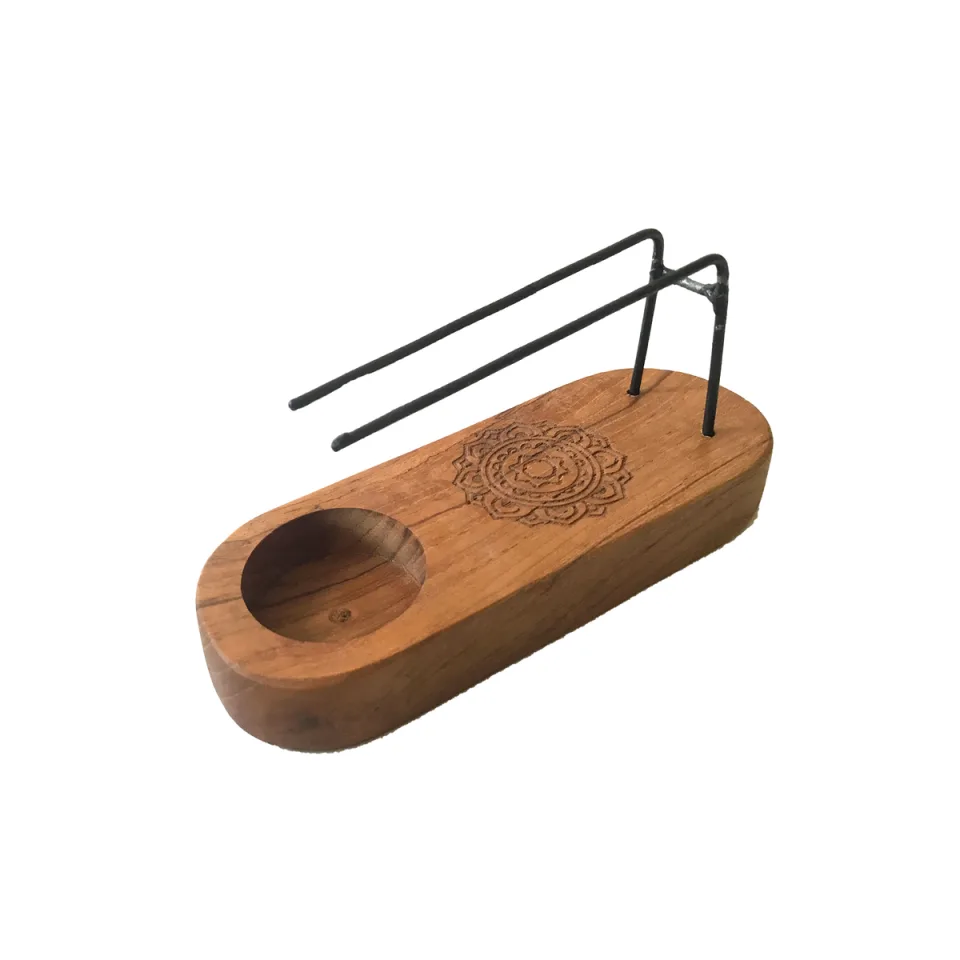 Petit chauffe-palo santo en teck : mandala