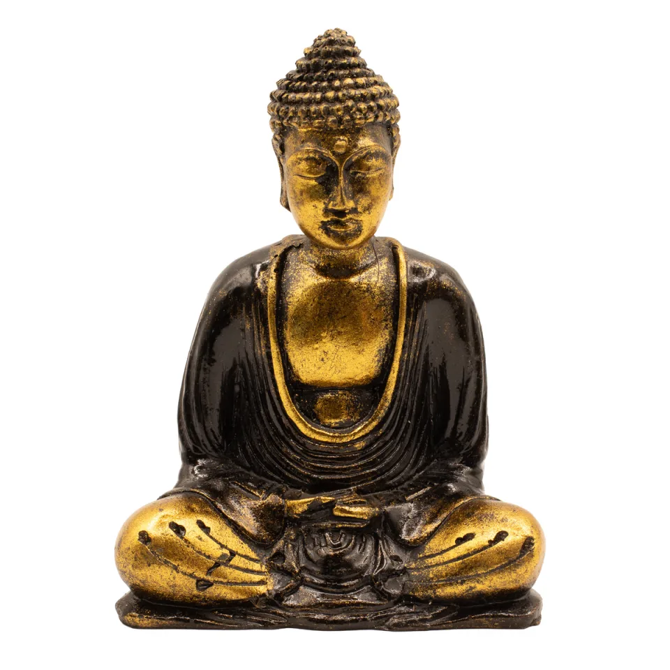 Bouddha en résine peinte, modèle moyen : noir et or, moyen