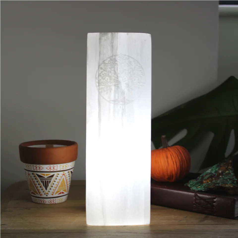 Lampe bloc de sélénite : Lampe arbre de vie