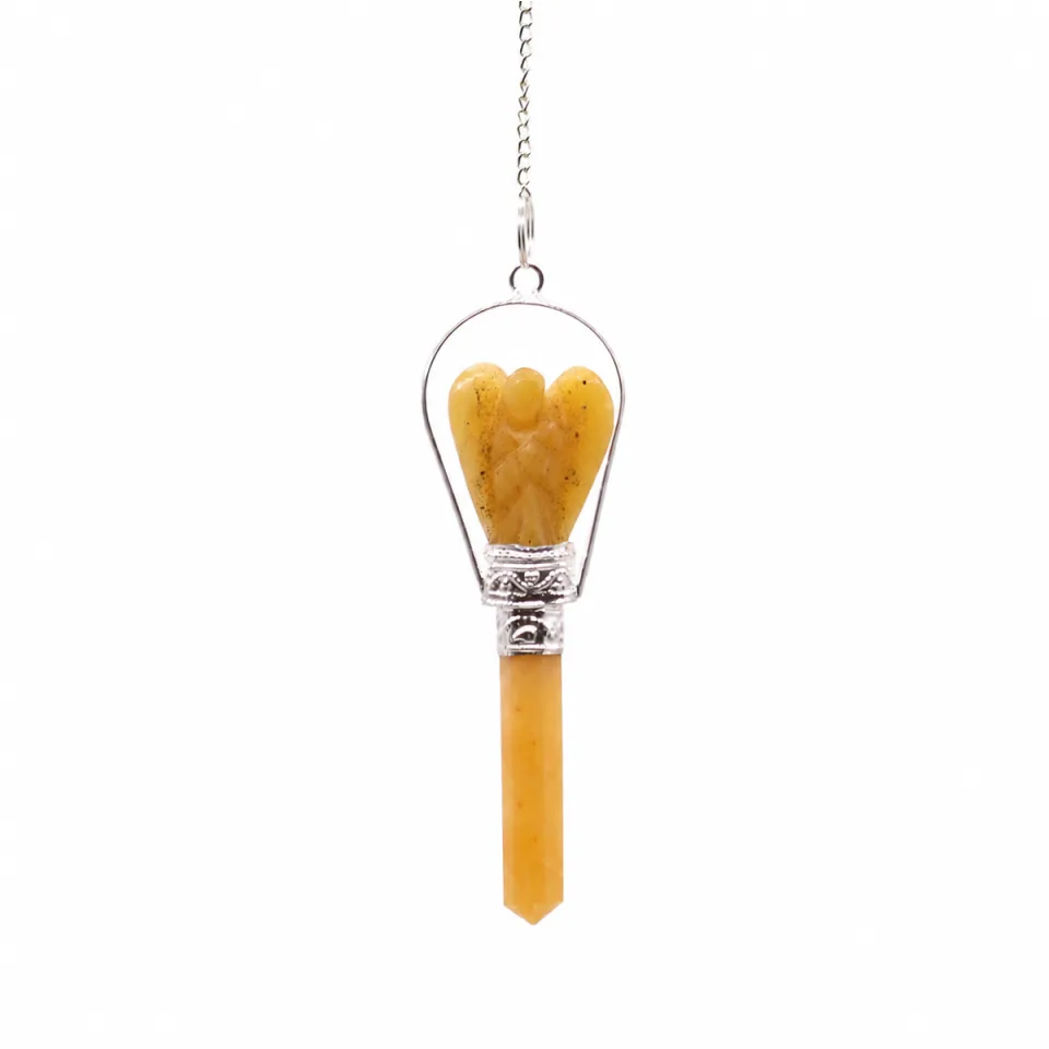 Pendule ange avec anneau : quartz jaune