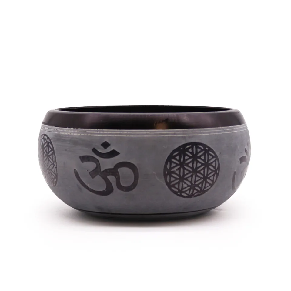 Bol en poudre de terre, 16 cm : Om des cinq Bouddhas, 16 cm