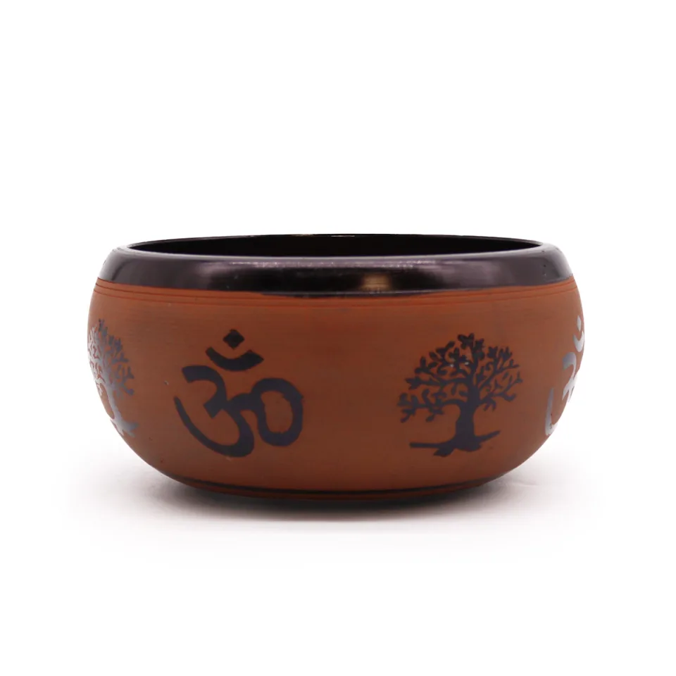Bol en poudre de terre, 16 cm : Om Bouddha en argile, 16 cm