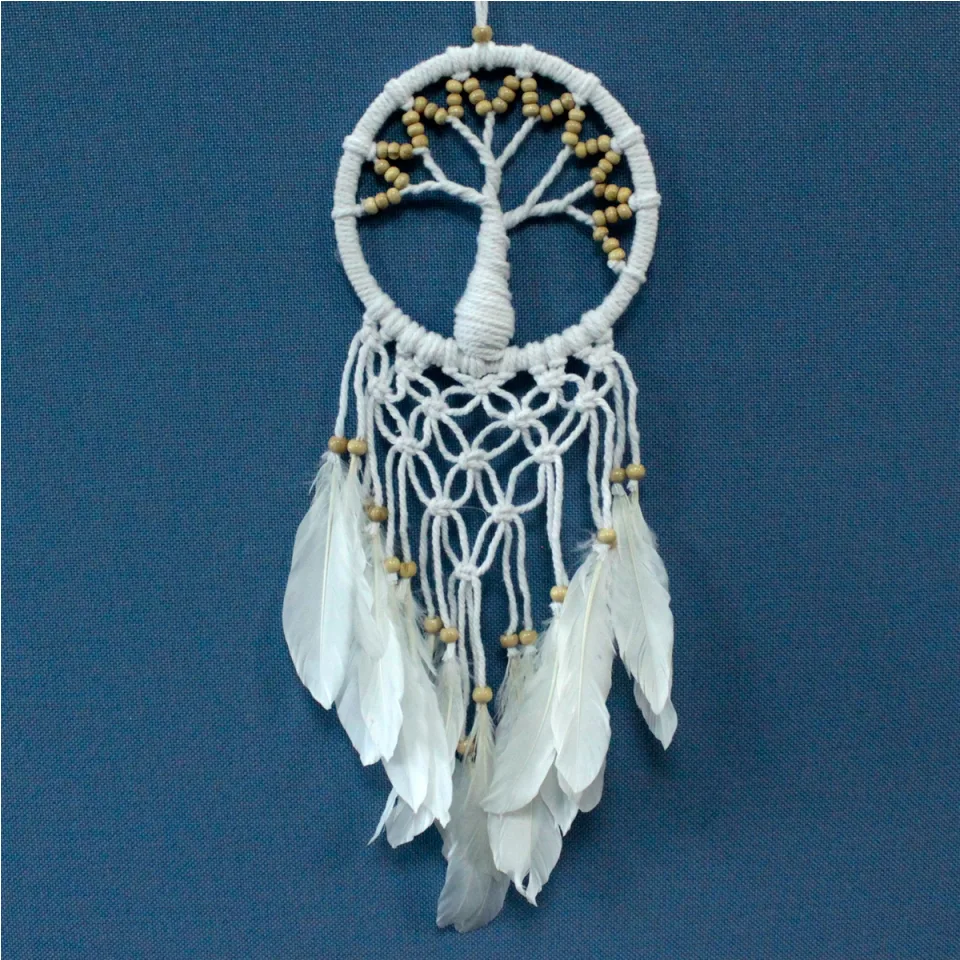 Attrape-rêves macramé arbre de vie : Naturel, 16 cm