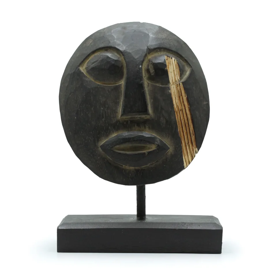 Masque décoratif tribal de Timor : noir, 27 x 20 cm