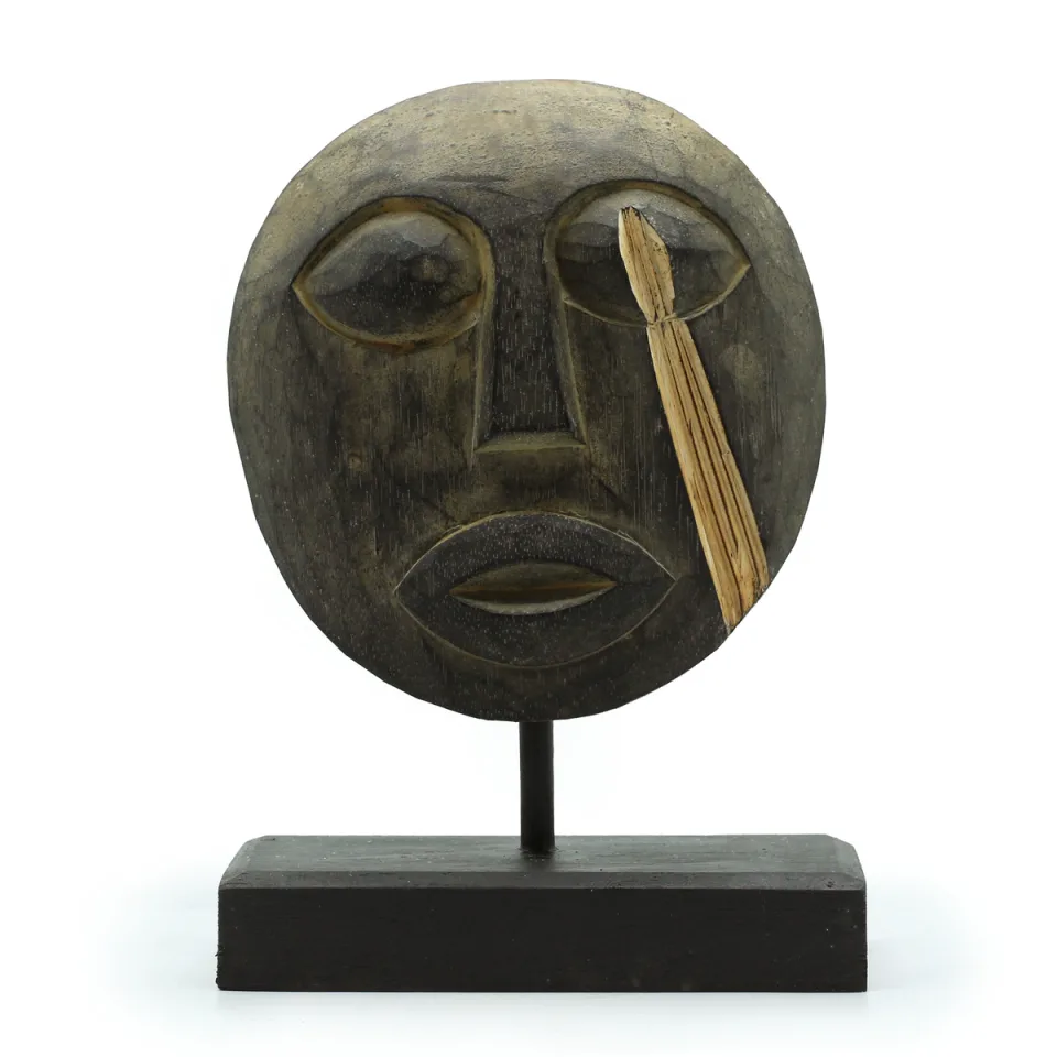 Masque décoratif tribal de Timor : antique, 27 x 20 cm