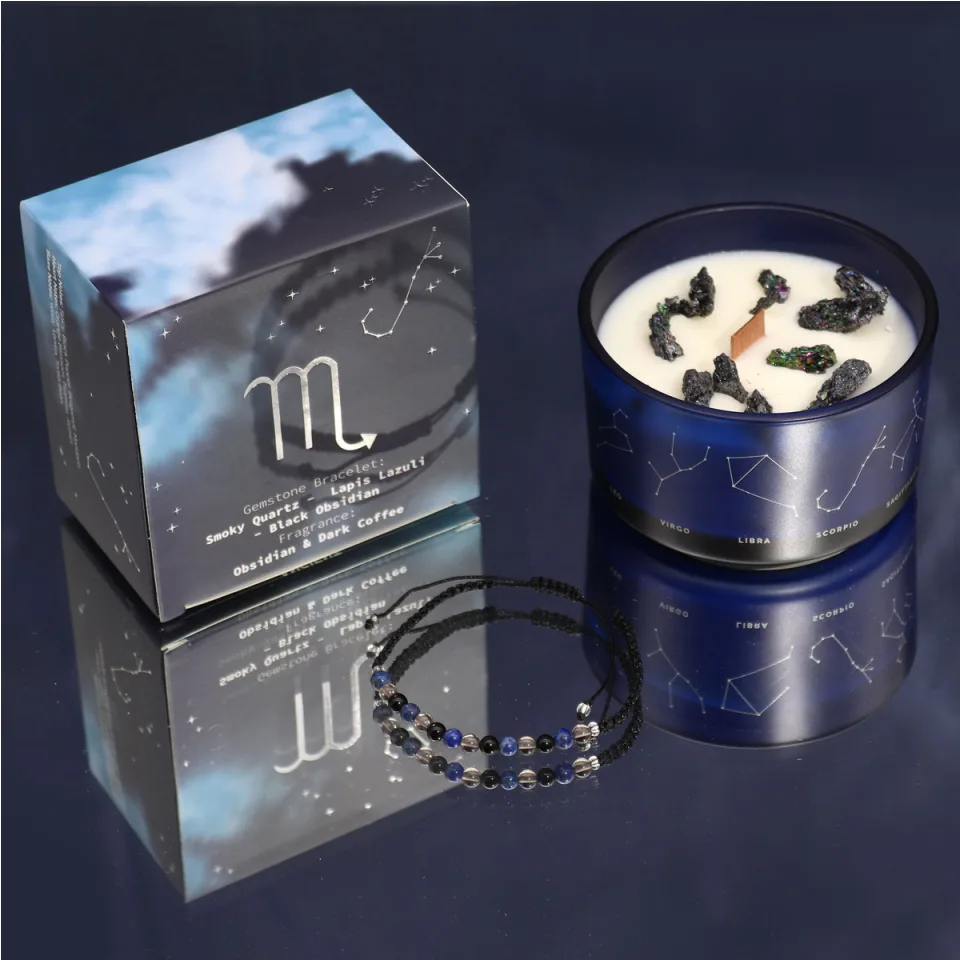 Bougies du zodiaque avec bracelet en pierres : Scorpion