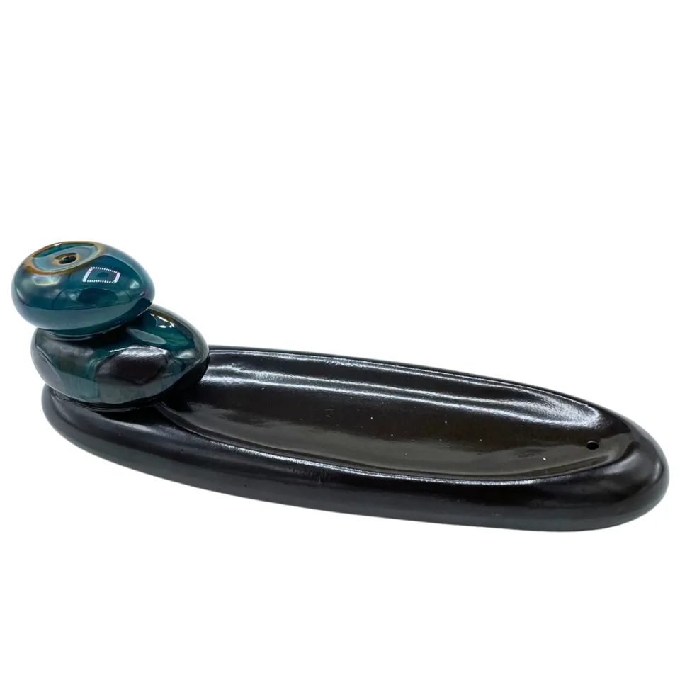 Brûleur d'encens à reflux en céramique, Galets zen classique : Modèle unique