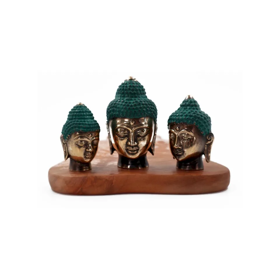 Lot de 3 : têtes de Bouddha (tailles assorties) : Modèle unique
