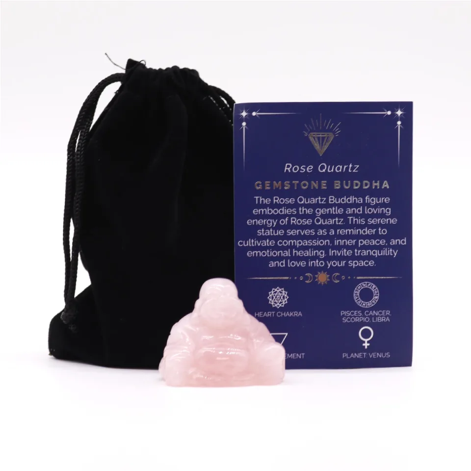 Petit Bouddha : quartz rose, 35 x 40 x 23 mm