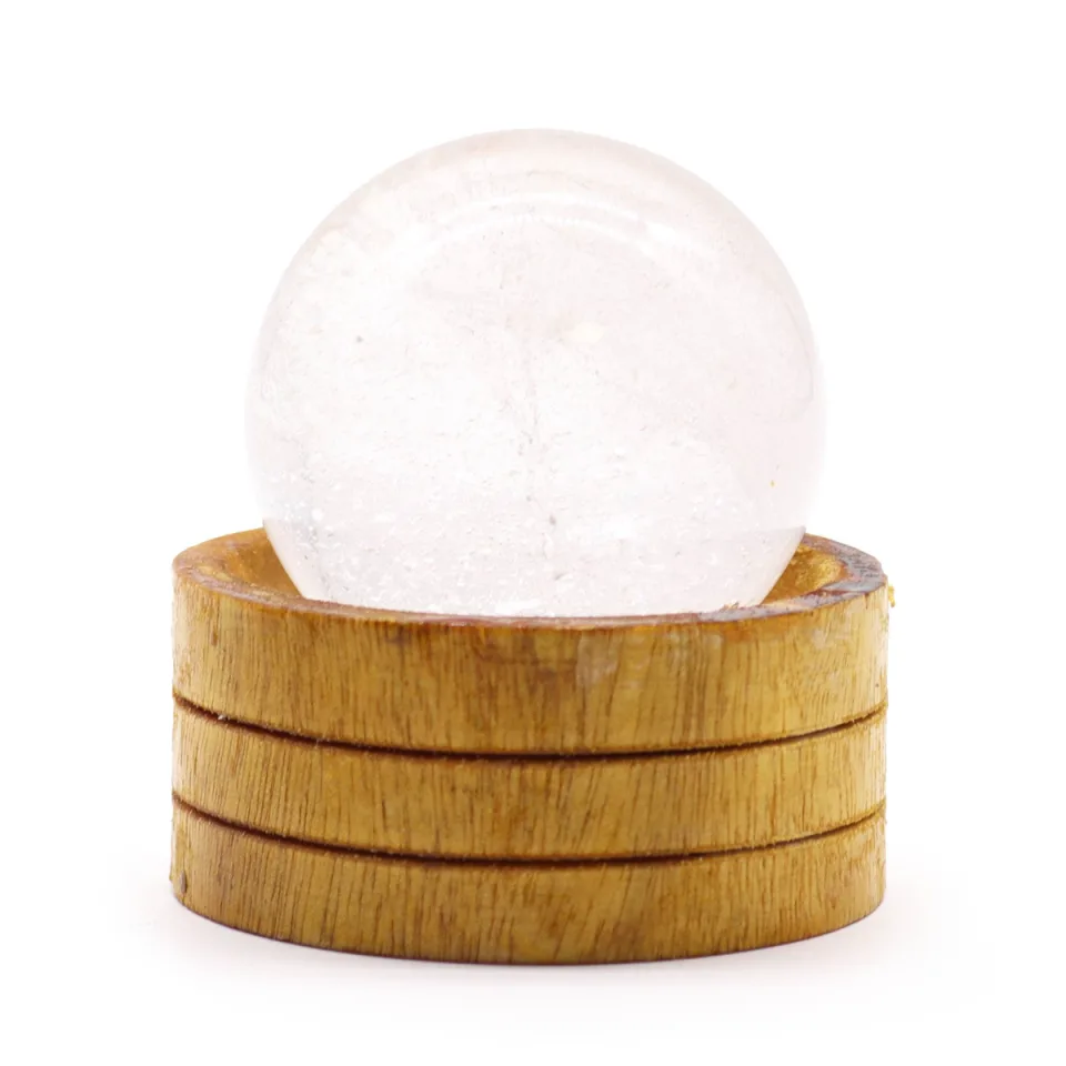 Sphère en pierre naturelle sur socle : 50 mm, cristal de roche