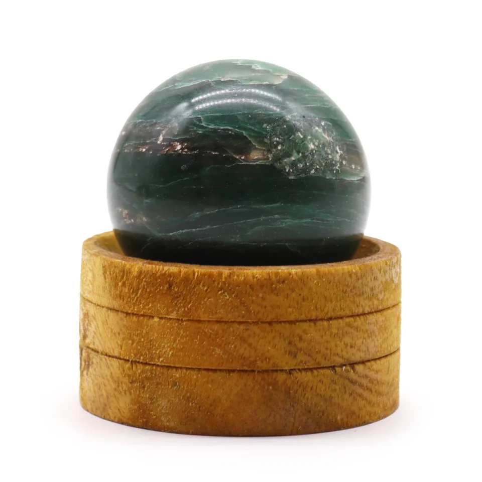 Sphère en pierre naturelle sur socle : 50 mm, jade d'Inde