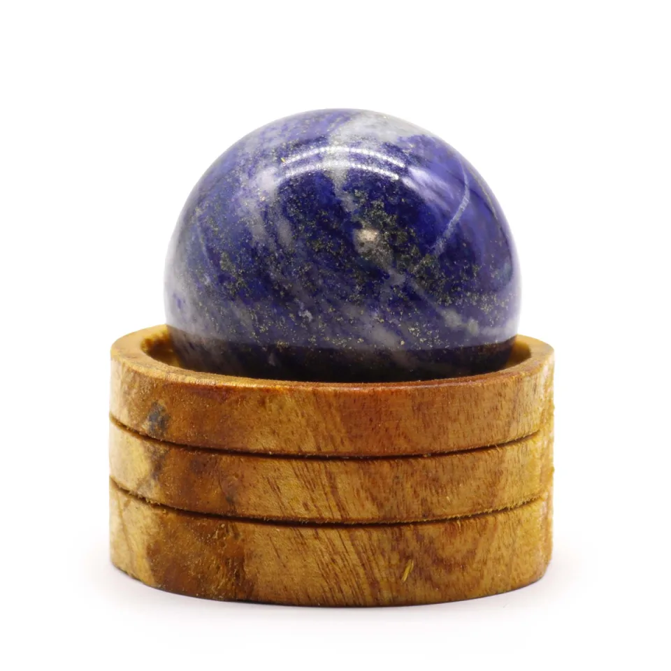 Sphère en pierre naturelle sur socle : 50 mm, lapis d'Afghanistan