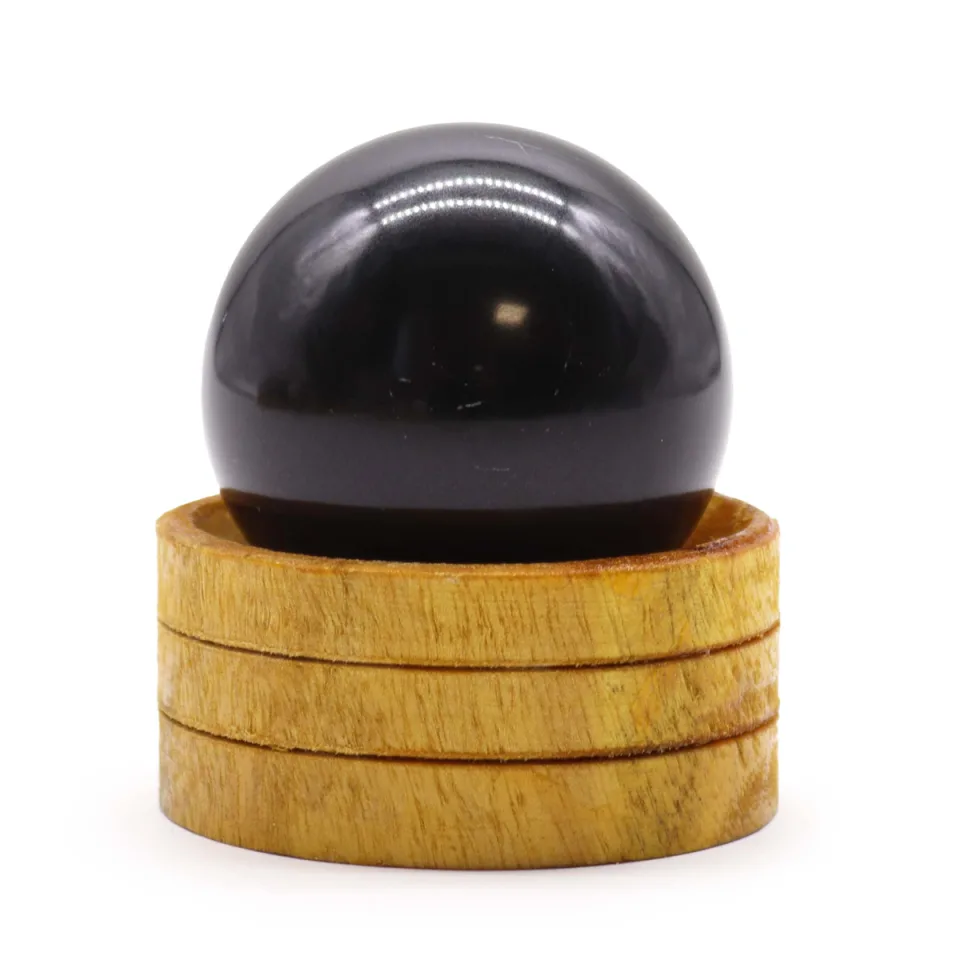 Sphère en pierre naturelle sur socle : 50 mm, tourmaline