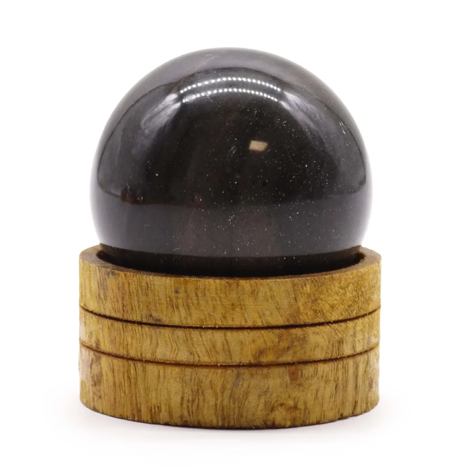 Sphère en pierre naturelle sur socle : 50 mm, agate océan
