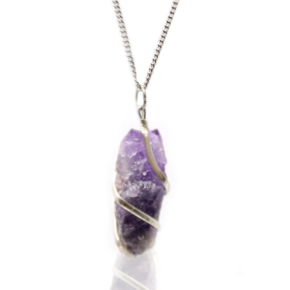 Collier cascade enveloppée : améthyste brute