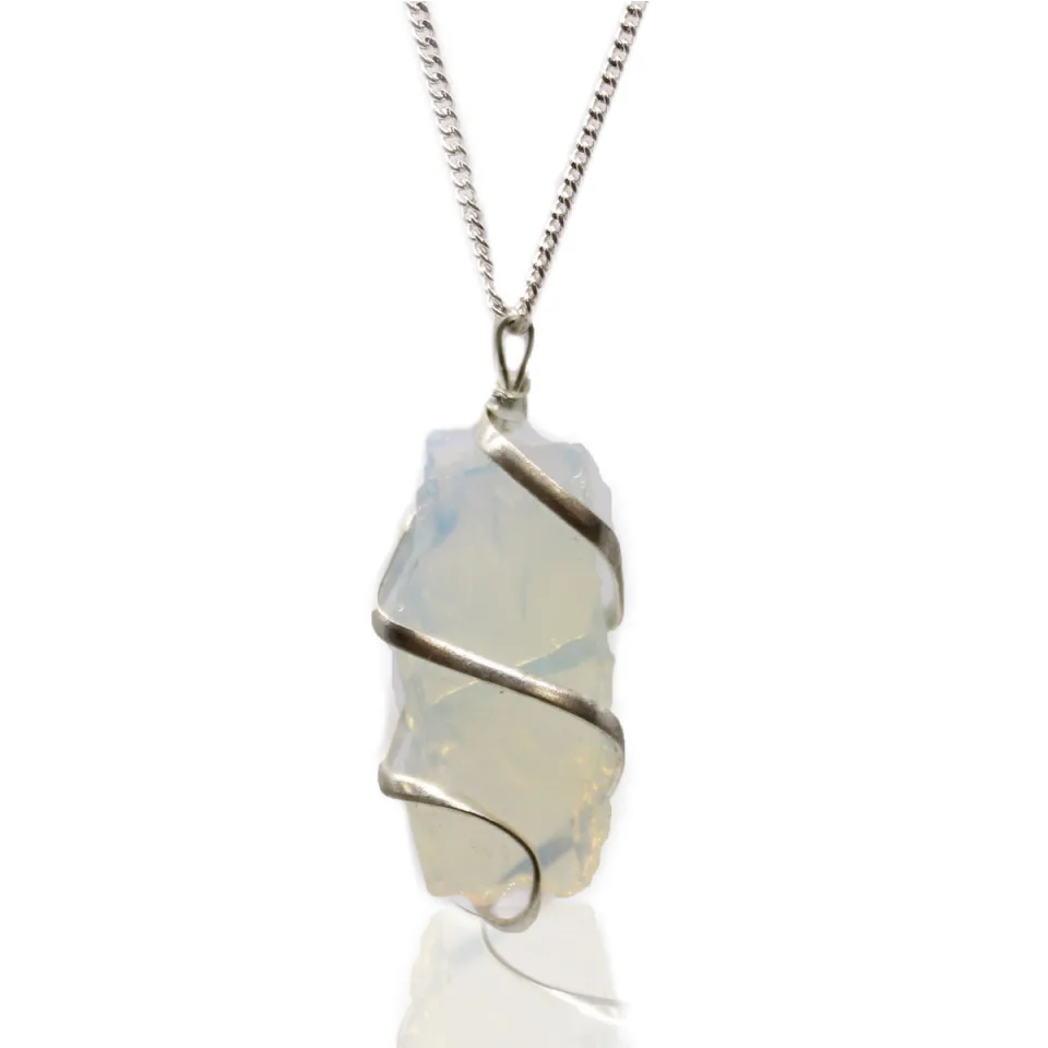 Collier cascade enveloppée : opalite brute