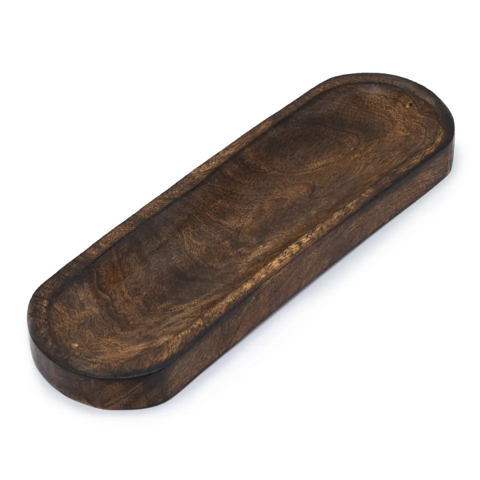 Grand plateau à encens en manguier : 30 x 10 cm, manguier classique