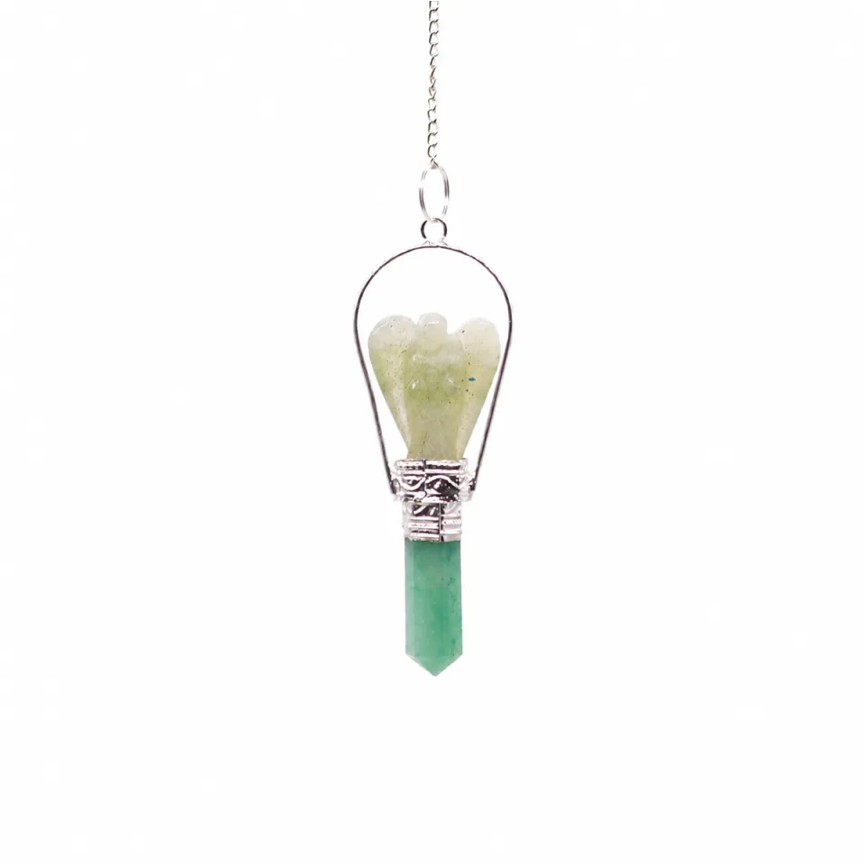 Pendule ange avec anneau : aventurine verte