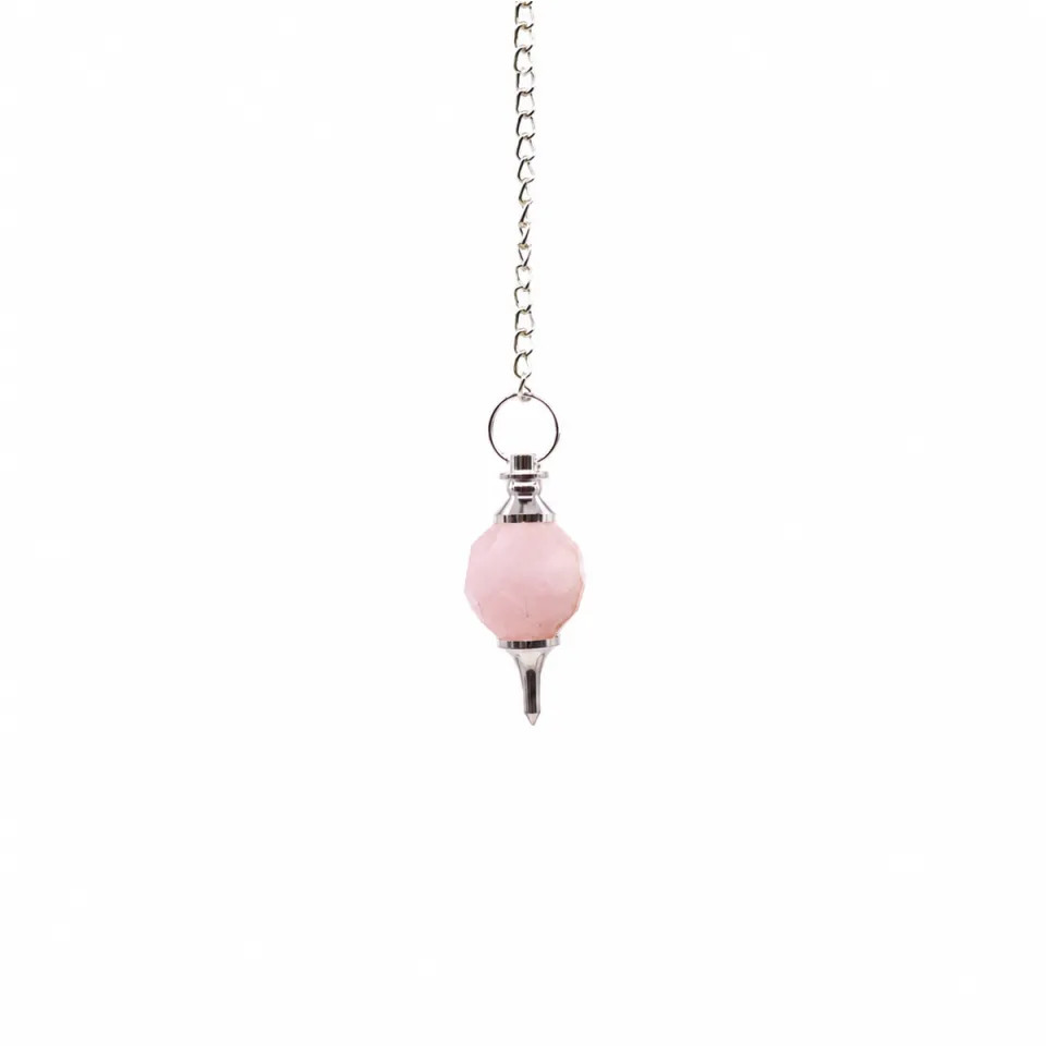 Pendule facetté : quartz rose