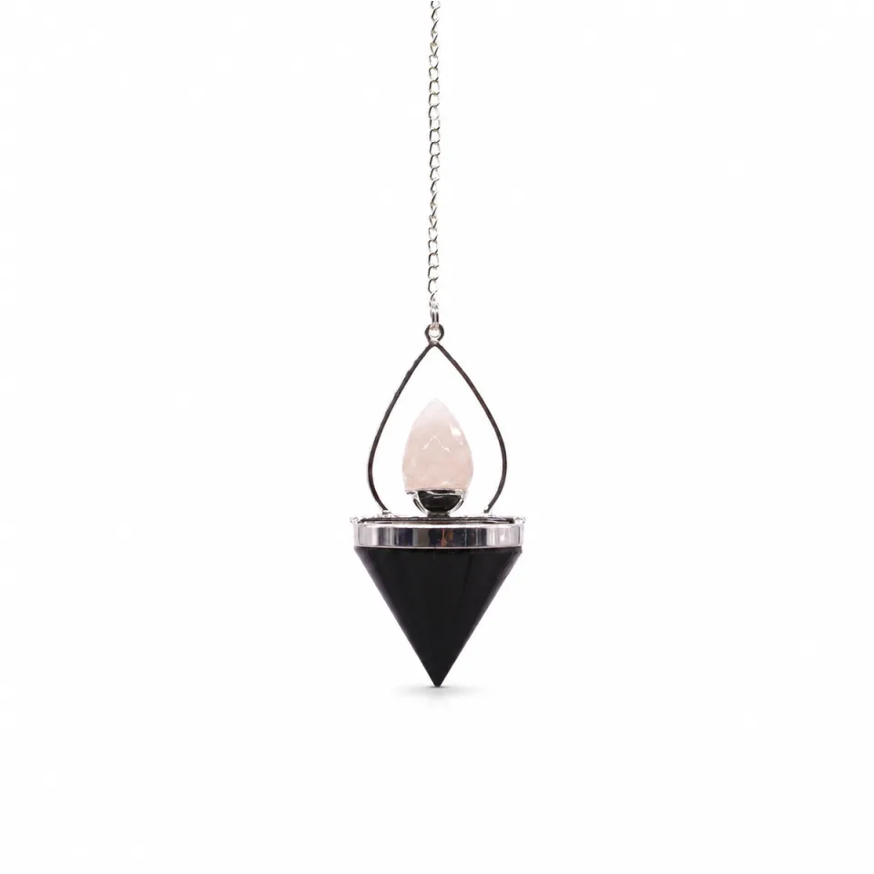 Lanterne de vie : agate noire et quartz rose