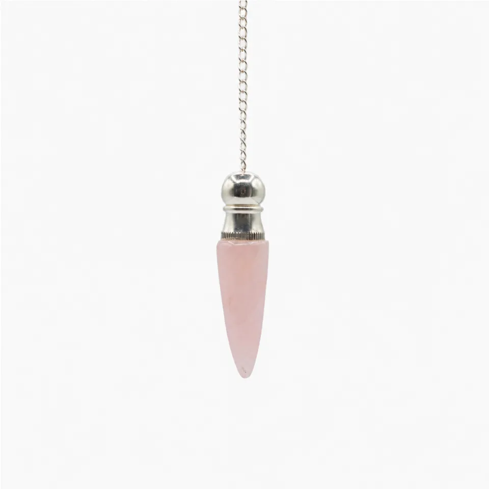 Pendule à cavité secrète : quartz rose, plaqué argent