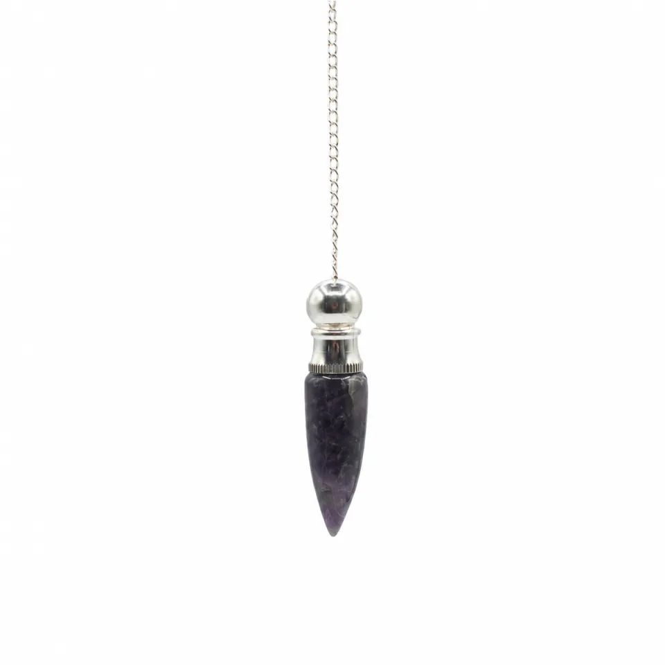 Pendule à cavité secrète : améthyste, plaqué argent