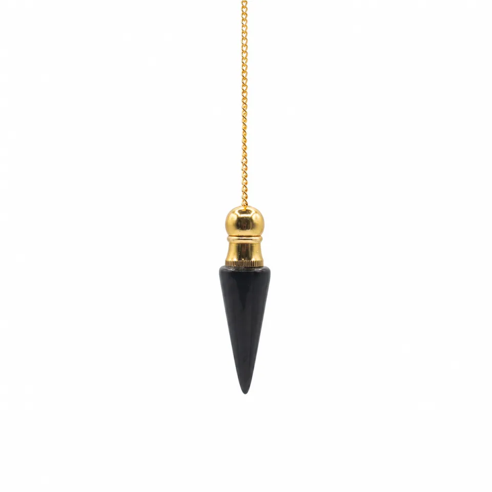 Pendule à cavité secrète : agate noire, plaqué or