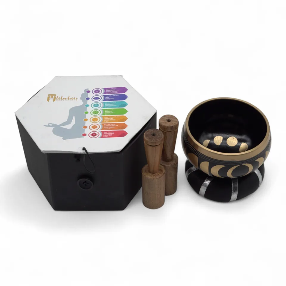Set bol chantant 10,7 cm : phases de lune, noir, 10,7 cm
